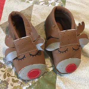 Christmas moccasins reindeer
